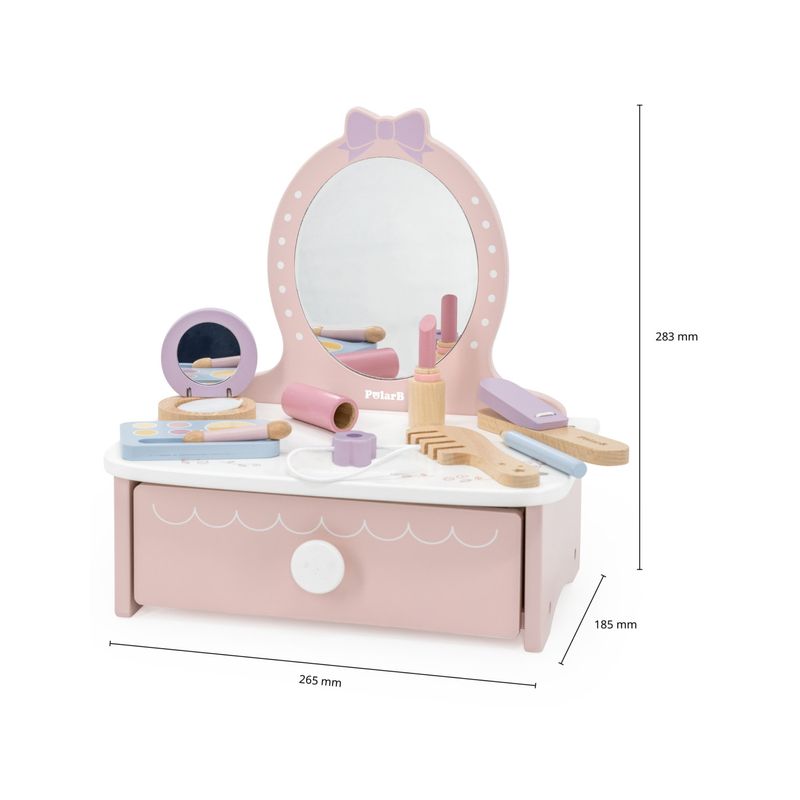 Jucarii, Copii si Bebe - Jucarii si jocuri - Jucarii de rol - Frumusete, bijuterii si accesorii fetite - Masuta de toaleta copii Viga, Little Princess, lemn, oglinda, accesorii, roz KID442711 - Infinity.ro
