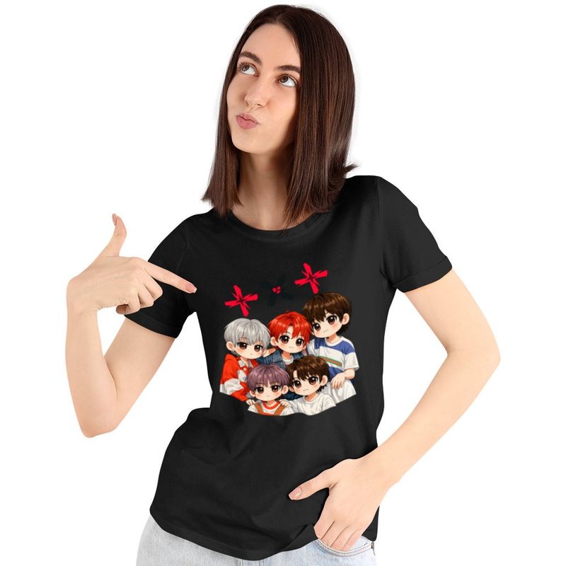 Fashion, accesorii si bijuterii - Femei - Imbracaminte femei - Tricouri si topuri femei - Tricou Femei Tomorrow X Together Kpop Merch, negru, marime S - Infinity.ro