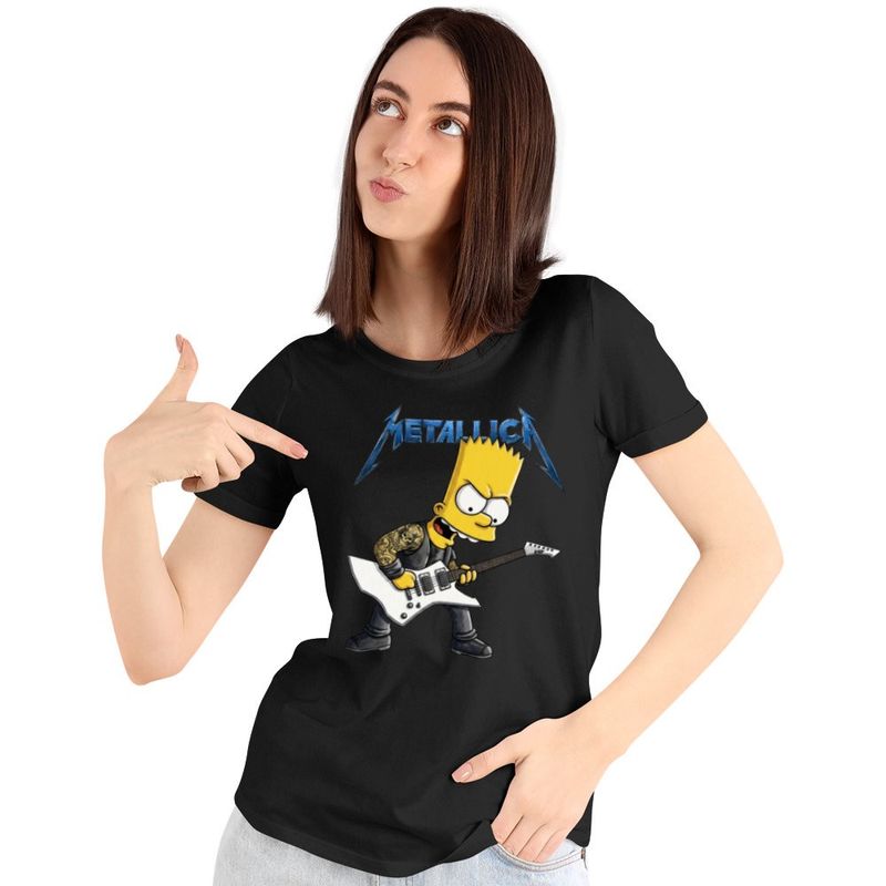 Fashion, accesorii si bijuterii - Femei - Imbracaminte femei - Tricouri si topuri femei - Tricou Femei Metallica The Simpsons Bart Merch, negru, marime S - Infinity.ro