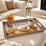 Casa si Gradina - Bucatarie si vesela - Ustensile bucatarie - Tavi servire - Tava Decorativa din Lemn cu Dovleci 45x34cm - Infinity.ro