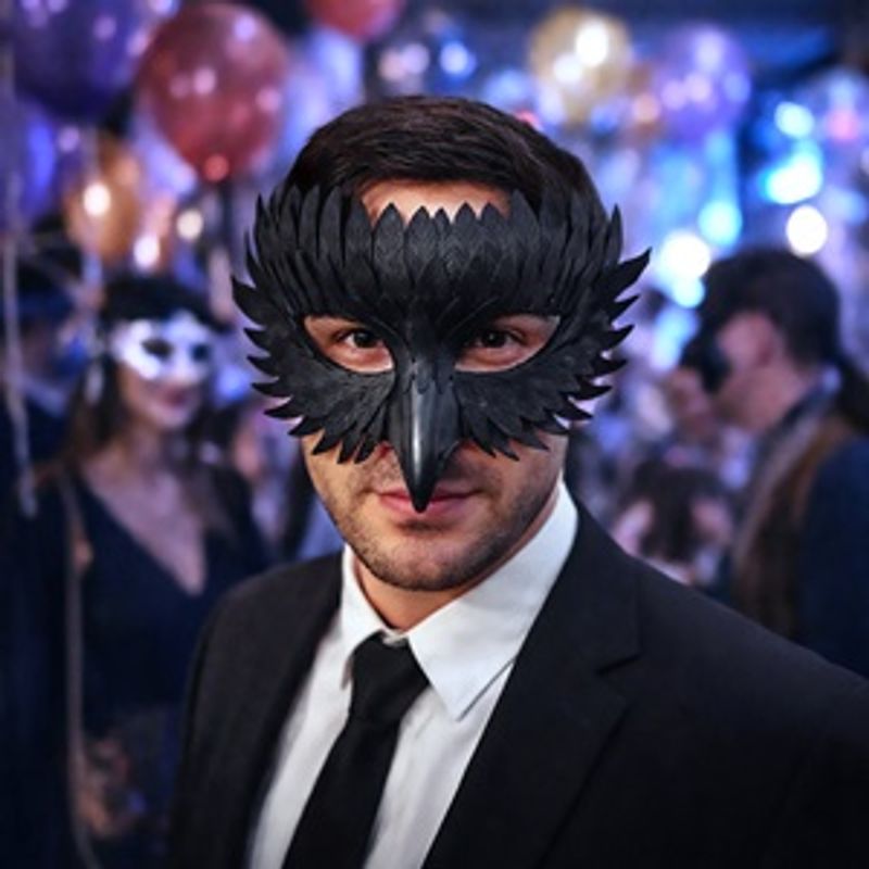 Casa si Gradina - Decoratiuni - Decoratiuni petrecere - Masti si costume carnaval - Masca de Carnaval cu Model Pasare, Neagra, pentru Barbati - Infinity.ro