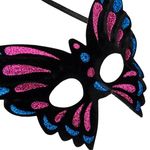 Casa si Gradina - Decoratiuni - Decoratiuni petrecere - Masti si costume carnaval - Masca deghizare fluture, neagra cu sclipici albastru si fucsia, textil, pentru adulti - Infinity.ro