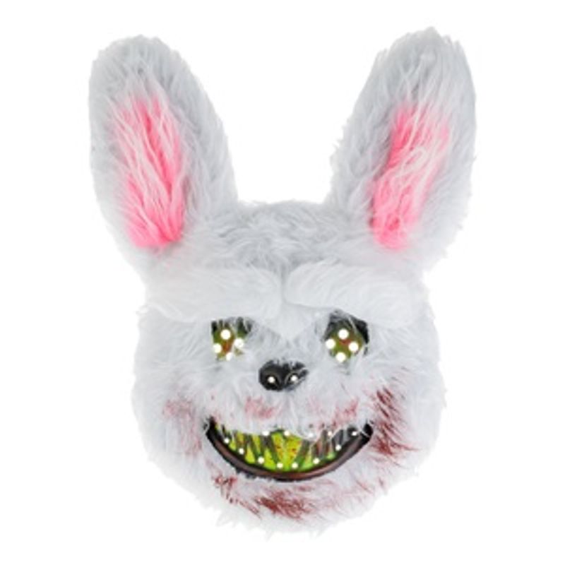 Casa si Gradina - Decoratiuni - Decoratiuni petrecere - Masti si costume carnaval - Masca de Halloween Iepure Infricosator cu Blana Alba si Dinti Insangerati - Infinity.ro
