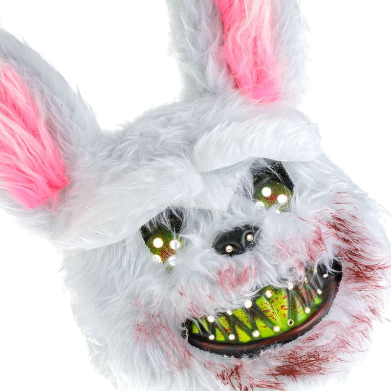 Casa si Gradina - Decoratiuni - Decoratiuni petrecere - Masti si costume carnaval - Masca de Halloween Iepure Infricosator cu Blana Alba si Dinti Insangerati - Infinity.ro
