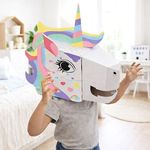 Jucarii, Copii si Bebe - Jucarii si jocuri - Jucarii & jocuri educative - Seturi de artizanat - Set Creativ Masca 3D Unicorn din Hartie, Include 4 Markere, Alb, DIY pentru Copii 3+ - Infinity.ro