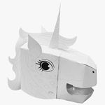 Jucarii, Copii si Bebe - Jucarii si jocuri - Jucarii & jocuri educative - Seturi de artizanat - Set Creativ Masca 3D Unicorn din Hartie, Include 4 Markere, Alb, DIY pentru Copii 3+ - Infinity.ro