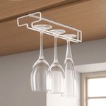 Casa si Gradina - Bucatarie si vesela - Organizare si depozitare bucatarie - Suporturi tacamuri si vase - Suport Metalic pentru Pahare de Vin, 26cm, Alb - Infinity.ro