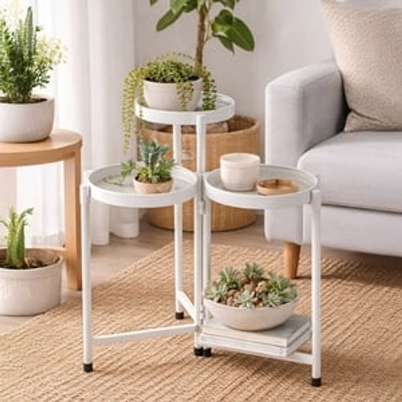 Casa si Gradina - Gradinarit si plante - Plante si ghivece - Ghivece si suporturi - Suport Metalic Alb pentru Plante cu 3 Niveluri - Design Modern - Infinity.ro