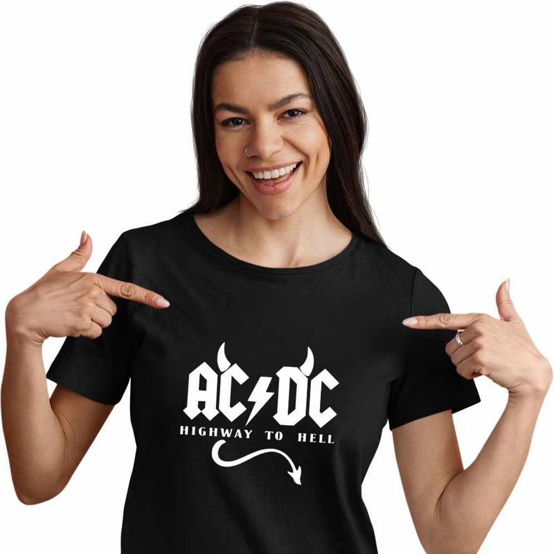 Fashion, accesorii si bijuterii - Femei - Imbracaminte femei - Tricouri si topuri femei - Tricou Femei AC/DC Highway To Hell ACDC Merch, negru, marime S - Infinity.ro