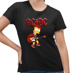 Fashion, accesorii si bijuterii - Femei - Imbracaminte femei - Tricouri si topuri femei - Tricou Femei ACDC The Simpsons Bart AC/DC Merch, negru, marime S - Infinity.ro