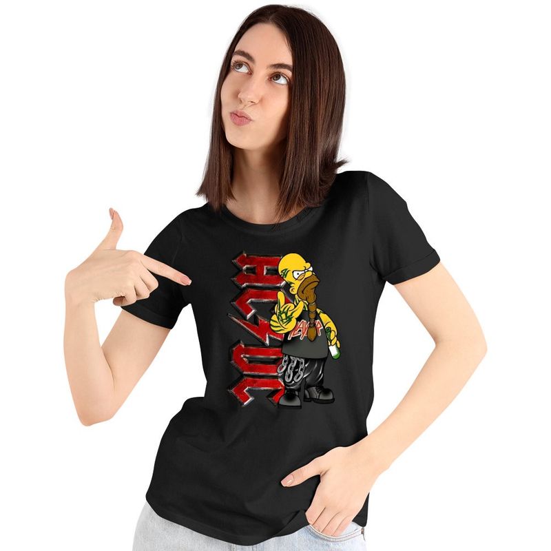 Fashion, accesorii si bijuterii - Femei - Imbracaminte femei - Tricouri si topuri femei - Tricou Femei AC/DC The Simpsons Homer ACDC Merch, negru, marime S - Infinity.ro