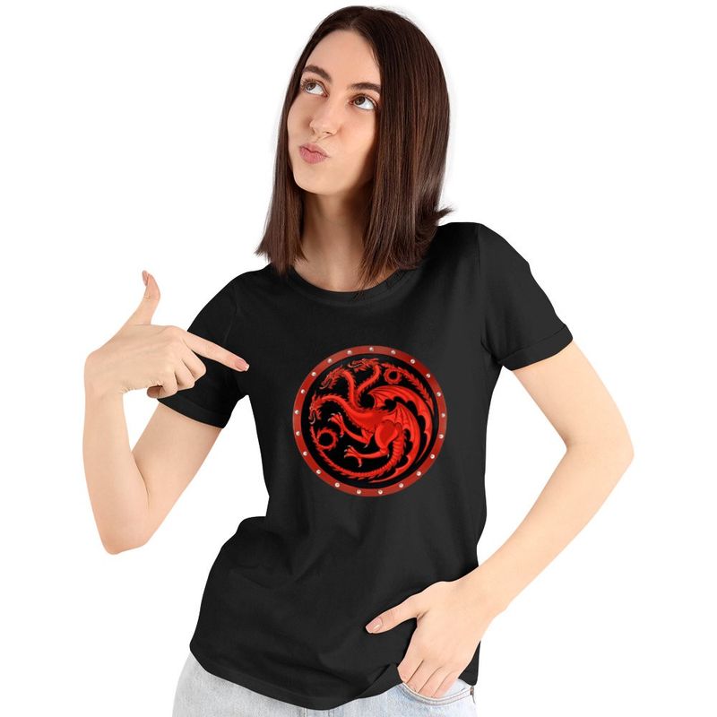 Fashion, accesorii si bijuterii - Femei - Imbracaminte femei - Tricouri si topuri femei - Tricou Femei Game of Thrones Targaryen Sigil, negru, marime S - Infinity.ro