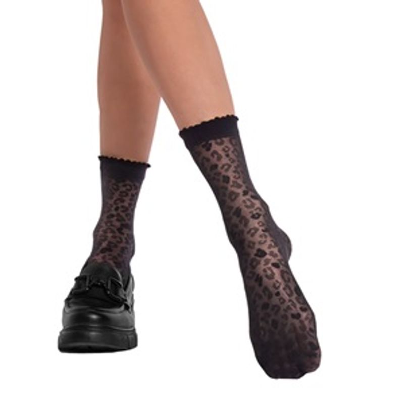 Fashion, accesorii si bijuterii - Femei - Lenjerie si pijamale femei - Sosete si ciorapi femei - Sosete negre cu imprimeu animal print pentru femei, 1 pereche - Infinity.ro