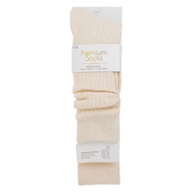 Fashion, accesorii si bijuterii - Femei - Lenjerie si pijamale femei - Sosete si ciorapi femei - Sosete lungi ecru cu dungi reliefate pentru femei - Infinity.ro