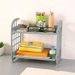 Casa si Gradina - Mobilier - Biblioteci si rafturi - Etajere - Etajera Mini din Plastic Gri cu 2 Nivele - Infinity.ro