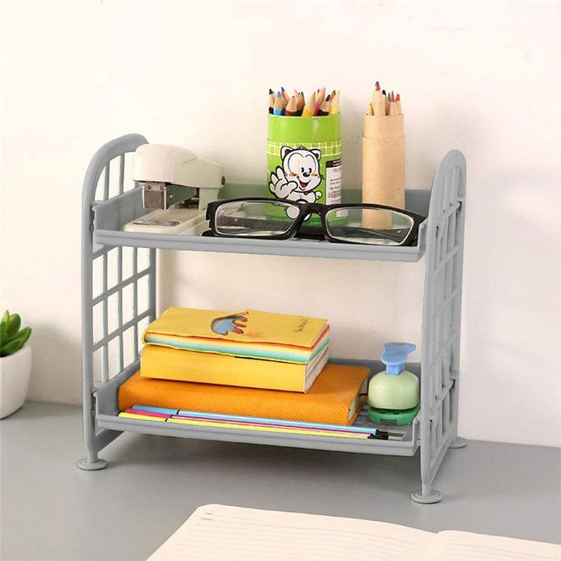 Casa si Gradina - Mobilier - Biblioteci si rafturi - Etajere - Etajera Mini din Plastic Gri cu 2 Nivele - Infinity.ro