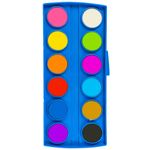 Carti si Birotica - Rechizite - Pictura si desen - Acuarele si culori - Set Acuarele Pastile NEBO, 12 Culori Stralucitoare (20.3 mm), Pensula Inclusa, Caseta Plastic cu Paleta de Amestec - Infinity.ro
