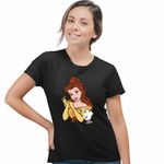 Fashion, accesorii si bijuterii - Femei - Imbracaminte femei - Tricouri si topuri femei - Tricou Femei Frumoasa si Bestia Printesa, negru, marime M - Infinity.ro