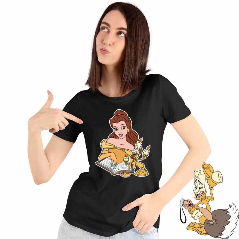 Fashion, accesorii si bijuterii - Femei - Imbracaminte femei - Tricouri si topuri femei - Tricou Femei Frumoasa si Bestia Lumanar, negru, marime S - Infinity.ro