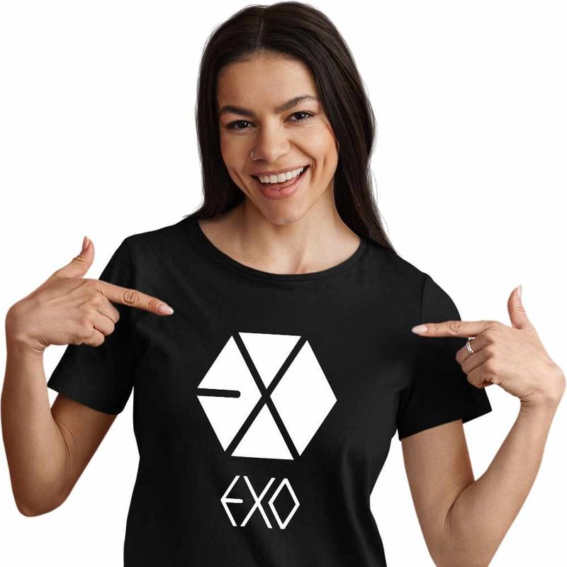 Fashion, accesorii si bijuterii - Femei - Imbracaminte femei - Tricouri si topuri femei - Tricou Femei EXO Kpop Merch, negru, marime S - Infinity.ro
