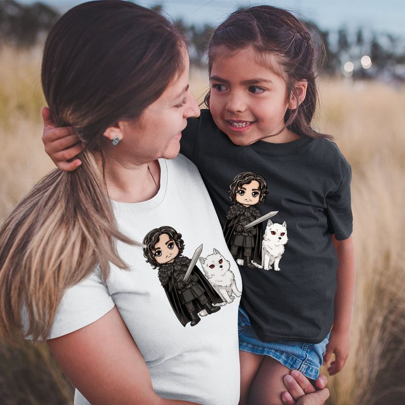 Fashion, accesorii si bijuterii - Femei - Imbracaminte femei - Tricouri si topuri femei - Tricou Femei Game of Thrones Jon Snow Ghost Wolf, negru, marime S - Infinity.ro