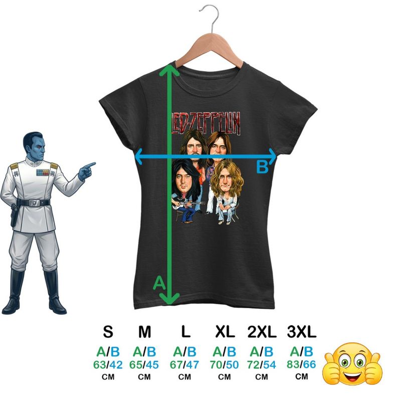 Fashion, accesorii si bijuterii - Femei - Imbracaminte femei - Tricouri si topuri femei - Tricou Femei Led Zeppelin Cartoon, negru, marime S - Infinity.ro