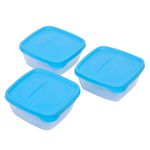 Casa si Gradina - Bucatarie si vesela - Organizare si depozitare bucatarie - Cutii alimentare - Set caserole transparente cu capac bleu pentru depozitarea alimentelor în frigid - Infinity.ro