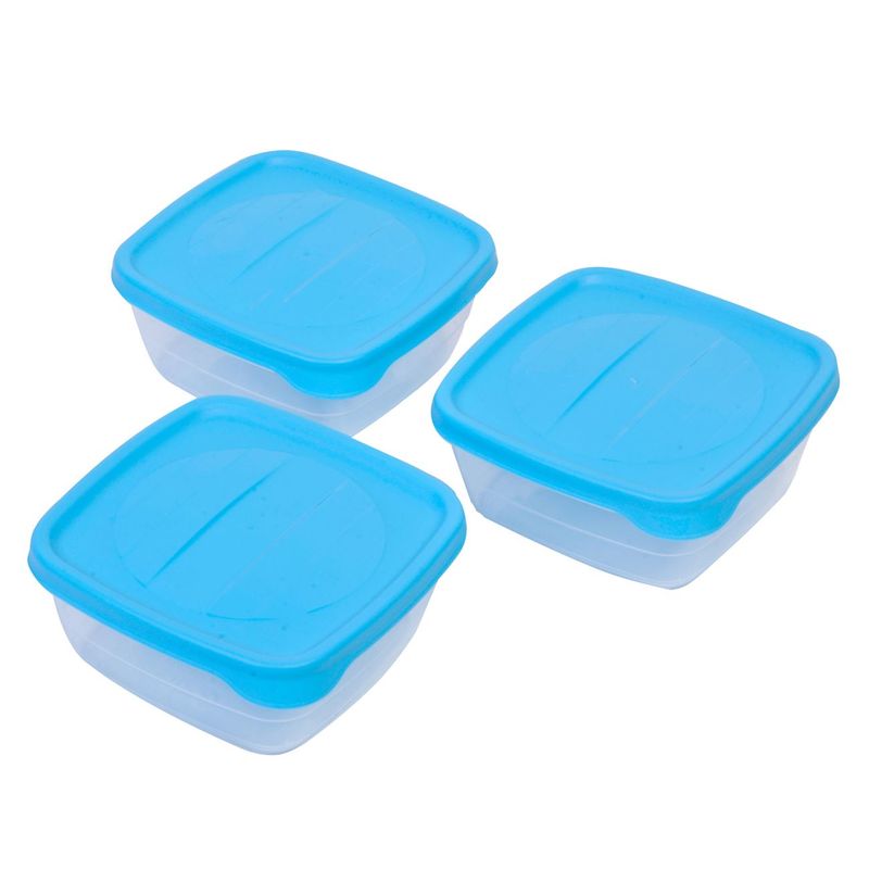 Casa si Gradina - Bucatarie si vesela - Organizare si depozitare bucatarie - Cutii alimentare - Set caserole transparente cu capac bleu pentru depozitarea alimentelor în frigid - Infinity.ro