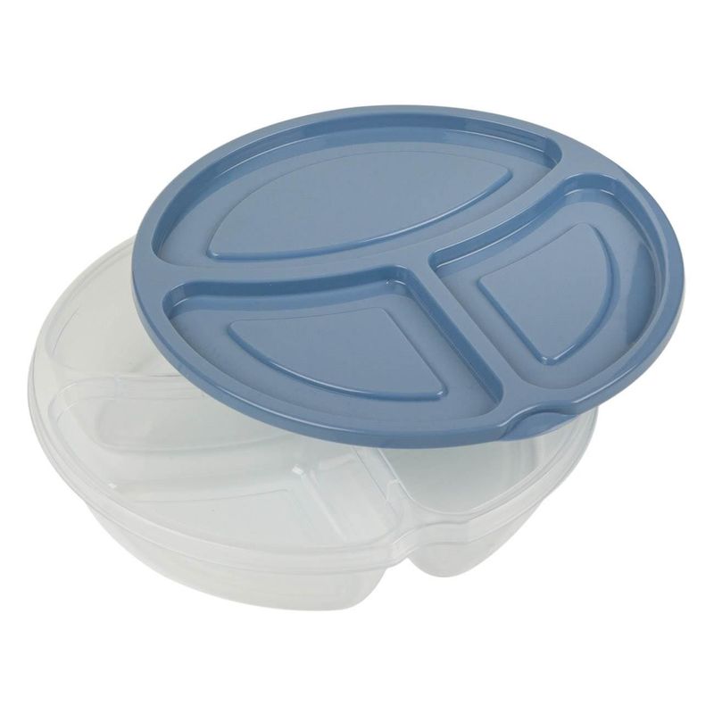 Casa si Gradina - Bucatarie si vesela - Organizare si depozitare bucatarie - Cutii alimentare - Caserola Rotunda din Plastic cu 3 Compartimente & Capac Gri 1.1L - Infinity.ro
