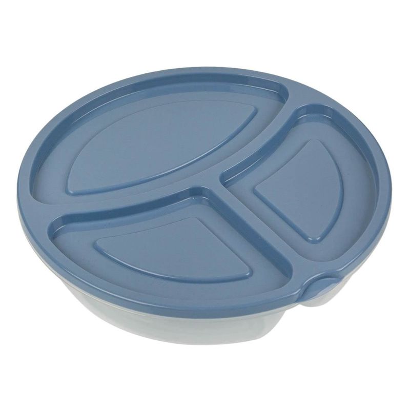 Casa si Gradina - Bucatarie si vesela - Organizare si depozitare bucatarie - Cutii alimentare - Caserola Rotunda din Plastic cu 3 Compartimente & Capac Gri 1.1L - Infinity.ro