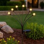Casa si Gradina - Corpuri si surse de iluminat - Iluminat exterior - Lampi solare - Lampa solara cu 6 siruri de sfere LED, 70 cm, neagra - Infinity.ro