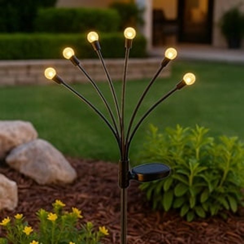 Casa si Gradina - Corpuri si surse de iluminat - Iluminat exterior - Lampi solare - Lampa solara cu 6 siruri de sfere LED, 70 cm, neagra - Infinity.ro