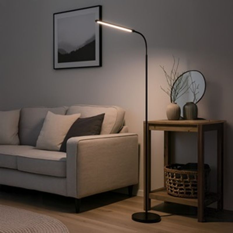 Casa si Gradina - Corpuri si surse de iluminat - Veioze si lampi - Lampadare - Lampadar LED cu USB, Metal, Negru, 25,5x180-210cm - Infinity.ro