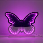 Casa si Gradina - Corpuri si surse de iluminat - Veioze si lampi - Lampi de veghe copii - Lampa LED Infinity Mirror cu Model Fluture, Fucsia si Negru, 25x6x19.5cm - Infinity.ro