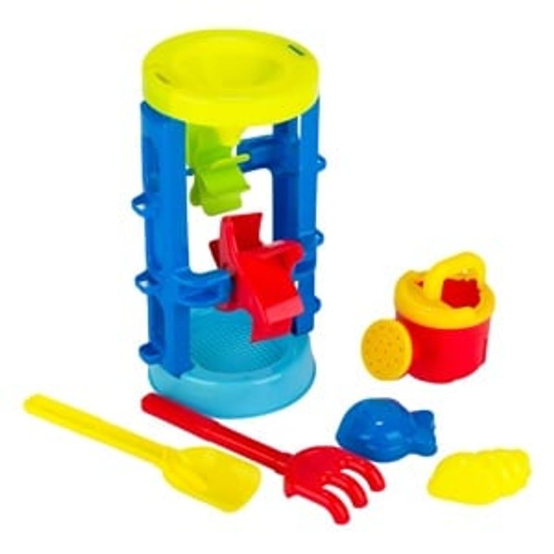 Jucarii, Copii si Bebe - Jucarii si jocuri - Jucarii de exterior - Jucarii pentru plaja si nisip - Set de joaca cu moara de apa, 5 accesorii, Multicolor - Infinity.ro