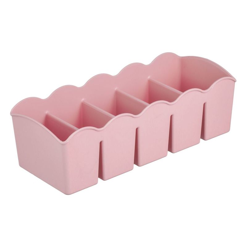 Casa si Gradina - Mobilier - Organizare si depozitare - Organizatoare pentru sertare si dulapuri - Organizator de sertare cu 5 compartimente, Roz, Plastic, 23x10x7.5 cm - Infinity.ro