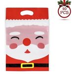 Market - Cadouri - Pungi cadou si accesorii - Pungi cadou rosii cu model Mos Craciun, cu inchidere zip, 15x23cm, 10 bucati - Infinity.ro