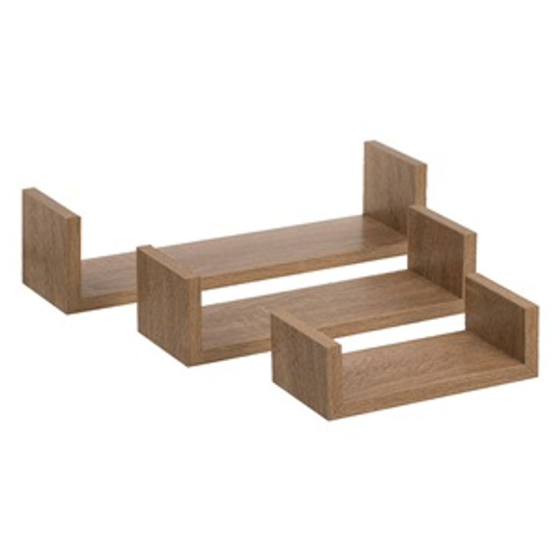 Casa si Gradina - Mobilier - Biblioteci si rafturi - Rafturi - Rafturi de perete din MDF, Set 3 buc, Maro - Infinity.ro