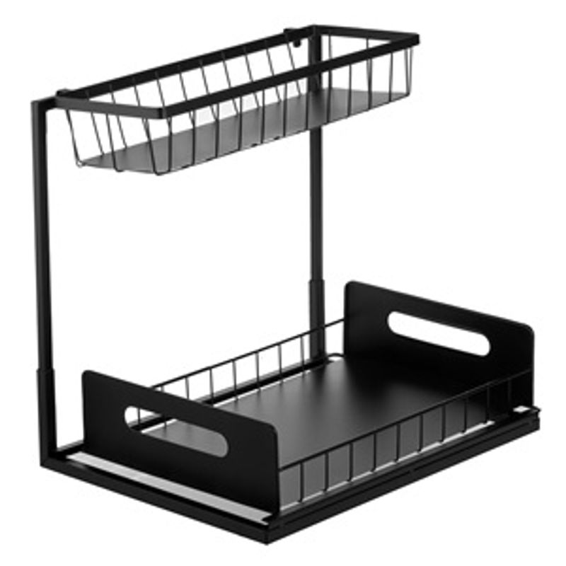 Casa si Gradina - Mobilier - Biblioteci si rafturi - Rafturi - Raft Metalic Glisant cu Suport, 36x27x28,5cm, Negru - Infinity.ro