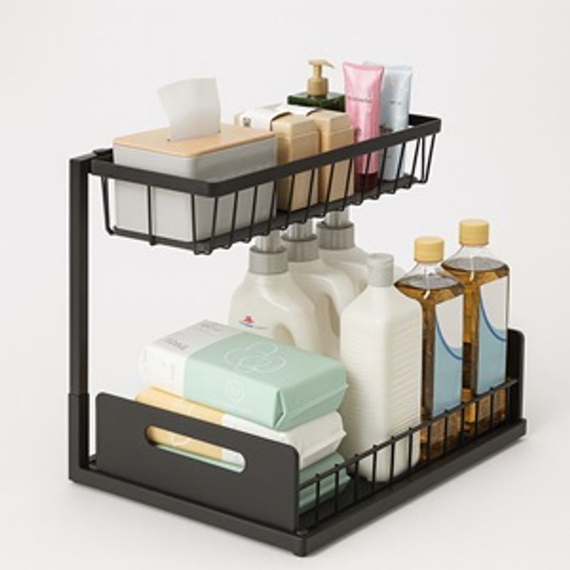 Casa si Gradina - Mobilier - Biblioteci si rafturi - Rafturi - Raft Metalic Glisant cu Suport, 36x27x28,5cm, Negru - Infinity.ro