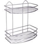 Casa si Gradina - Mobilier - Biblioteci si rafturi - Rafturi - Raft Metalic Suspendabil pentru Baie, 2 Nivele, 25x15x30cm, Argintiu - Infinity.ro