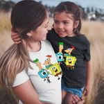 Fashion, accesorii si bijuterii - Femei - Imbracaminte femei - Tricouri si topuri femei - Tricou Femei Phineas Ferb Gumball Spongebob, negru, marime S - Infinity.ro