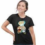 Fashion, accesorii si bijuterii - Femei - Imbracaminte femei - Tricouri si topuri femei - Tricou Femei Kiff Desene Animate, negru, marime S - Infinity.ro