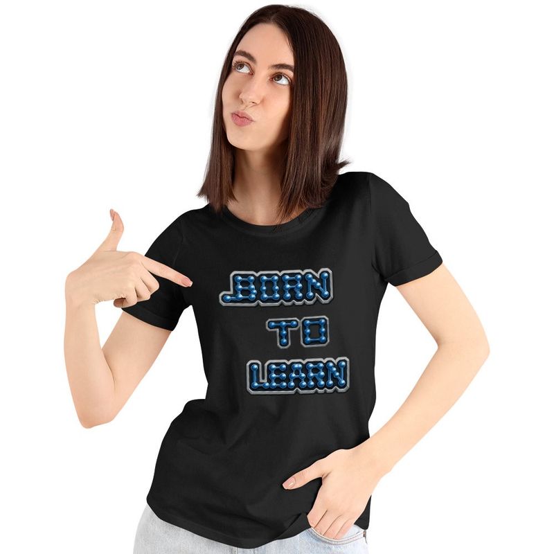Fashion, accesorii si bijuterii - Femei - Imbracaminte femei - Tricouri si topuri femei - Tricou Femei Born to Learn NCT Kpop Merch, negru, marime S - Infinity.ro