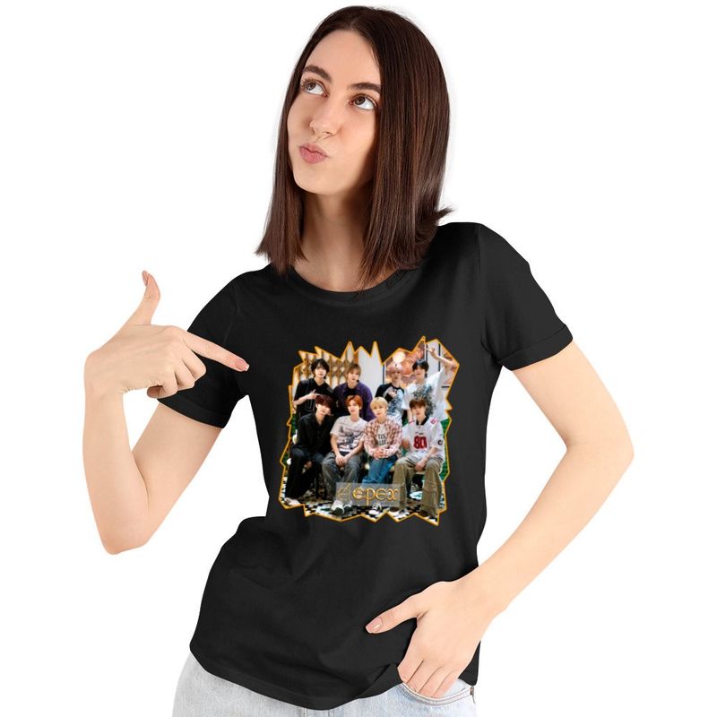 Fashion, accesorii si bijuterii - Femei - Imbracaminte femei - Tricouri si topuri femei - Tricou Femei Epex Kpop Party Merch, negru, marime S - Infinity.ro