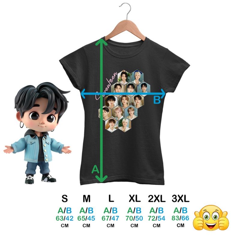 Fashion, accesorii si bijuterii - Femei - Imbracaminte femei - Tricouri si topuri femei - Tricou Femei Seventeen Merch Kpop, negru, marime S - Infinity.ro