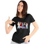 Fashion, accesorii si bijuterii - Femei - Imbracaminte femei - Tricouri si topuri femei - Tricou Femei Artms Cartoon Merch Kpop, negru, marime S - Infinity.ro