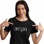 Fashion, accesorii si bijuterii - Femei - Imbracaminte femei - Tricouri si topuri femei - Tricou Femei Aespa Kpop Merch, negru, marime S - Infinity.ro