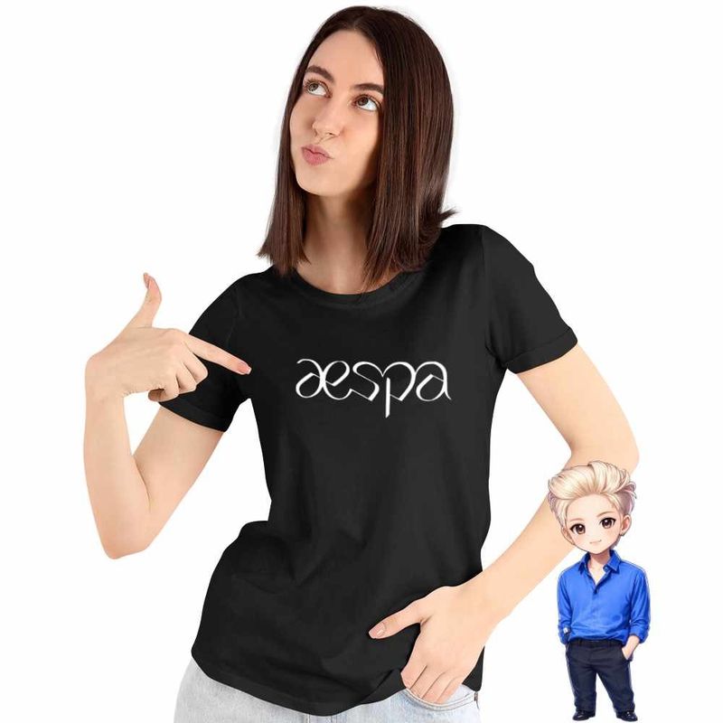 Fashion, accesorii si bijuterii - Femei - Imbracaminte femei - Tricouri si topuri femei - Tricou Femei Aespa Kpop Merch, negru, marime S - Infinity.ro