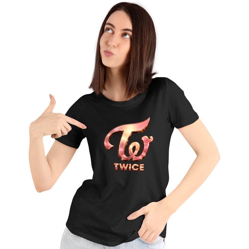 Fashion, accesorii si bijuterii - Femei - Imbracaminte femei - Tricouri si topuri femei - Tricou Femei Twice Kpop Party Merch, negru, marime S - Infinity.ro